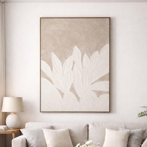 لوحة جدارية جبسيه بارزة (Relief) – أوراق استوائية...