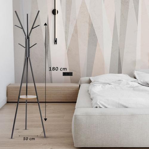 علاقة ملابس ثلاثية الأرجل باللون الأسود مع رف خشبي...