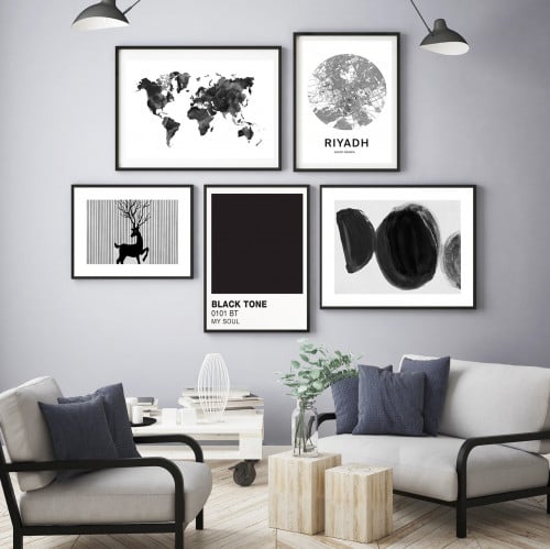 مجموعة لوحات قماش كنفاس مكونة من 5 لوحات ، باطار ا...