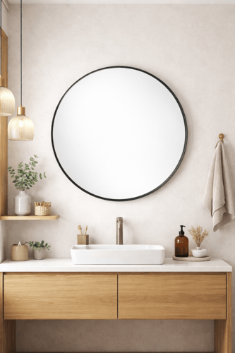 مرايا حائط دائرية بإطار أسود
