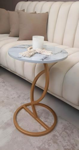 طاولة قهوة جانبية أنيقة – خشب ومعدن