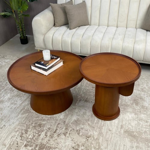 طقم طاولات خشبية بقشرة الجوز