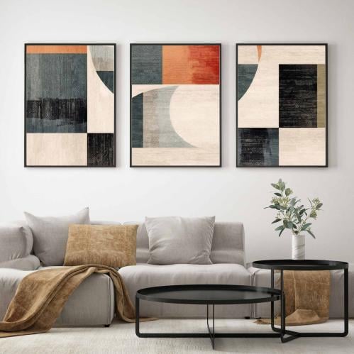 "مجموعة لوحات جدارية عصرية – ثلاثية الفن التجريدي"