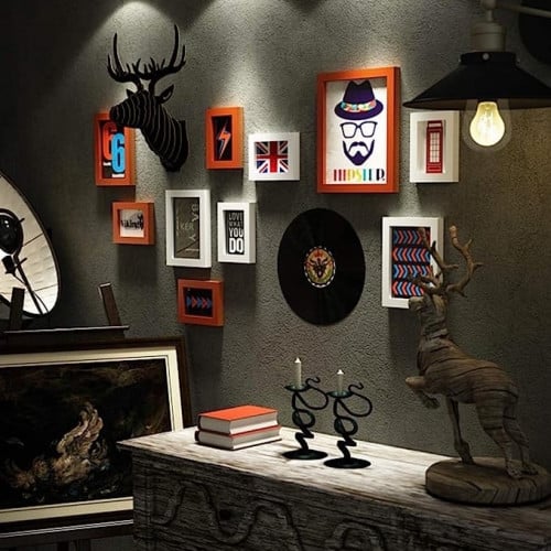 مجموعة إطارات حائط -مميزه بمجسم لرأس غزال عدد 12 ق...