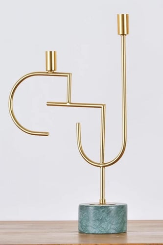 حامل شموع من الرخام الذهبي، حامل شموع صغير، شمعدان...