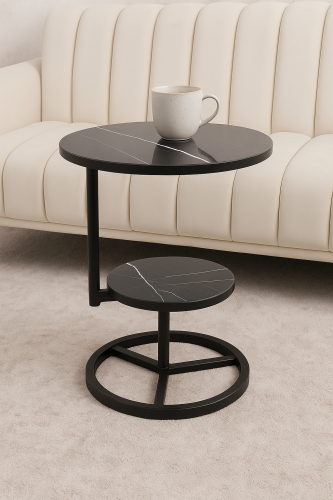 طاولة جانبية بديل الرخام بطبقتين بتصميم عصري