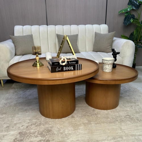 طاولتين خشب بجمال طبيعي من قشرة الجوز