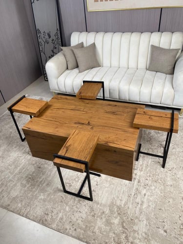 طقم طاولات قهوة خشبية بتصميم عصري