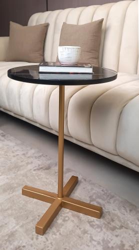 طاولة قهوة جانبية أنيقة – خشب ومعدن