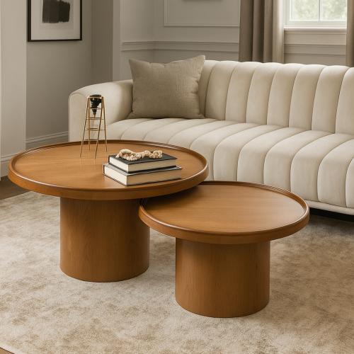 طاولتين خشب بجمال طبيعي من قشرة الجوز