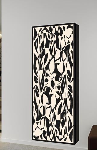 دولاب عبايات مبتكر مع باب للوحة جدارية