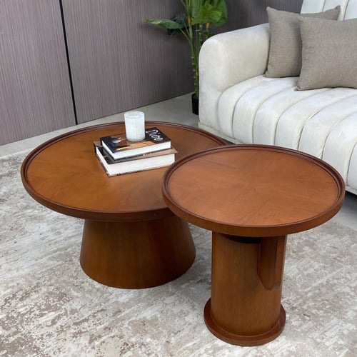 طقم طاولات خشبية بقشرة الجوز