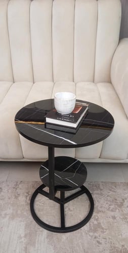 طاولة جانبية بديل الرخام بطبقتين بتصميم عصري