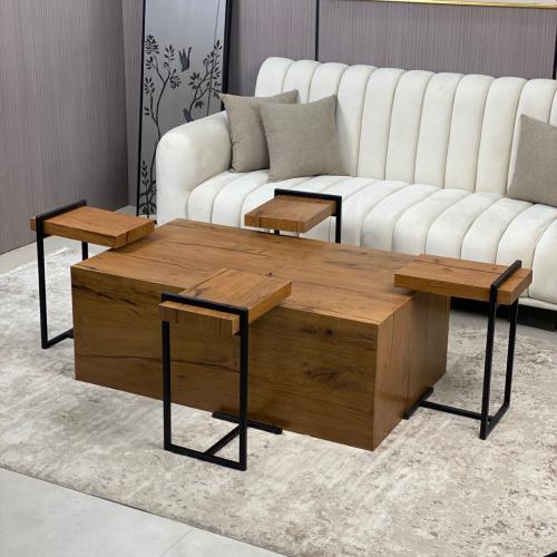 طقم طاولات قهوة خشبية بتصميم عصري