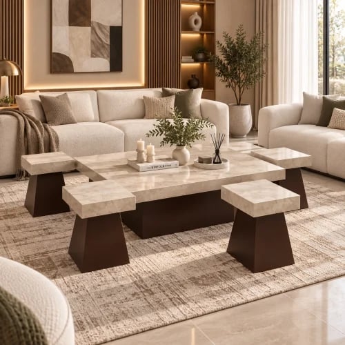 طقم طاولات أريستو – بديل رخام بتصميم مودرن