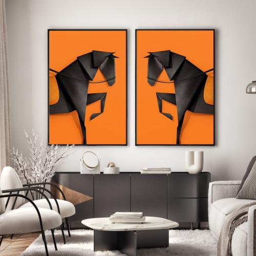 طقم مكون من لوحتين خيل مودرن -هورس أبستراكت