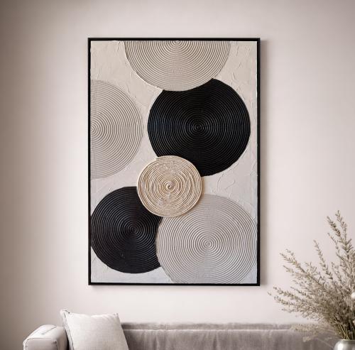 لوحة جدارية جبس بارزة– دوائر هندسية Spiral بلمسات...