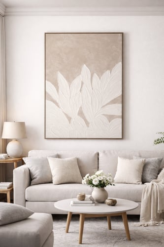 لوحة جدارية جبسيه بارزة (Relief) – أوراق استوائية...