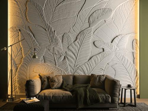 ديكور حائط بارز 3D بتصميم ريش