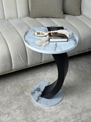 طاولة جانبية خشبية فاخرة بتصميم عصري - خشب وبديل ا...