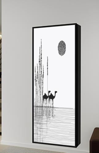 دولاب عبايات مبتكر مع باب للوحة جدارية