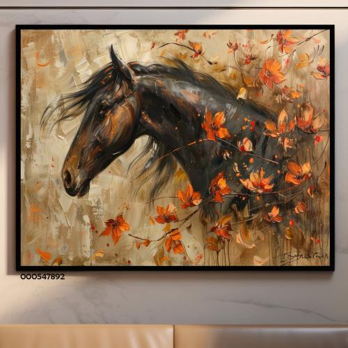 لوحة فنية فريدة مستوحاة من جمال الحصان العربي الأص...