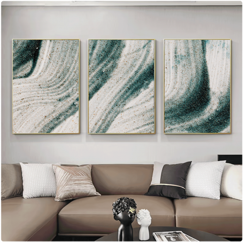 طقم من 3 لوحات فنية كنفاس تجريدي