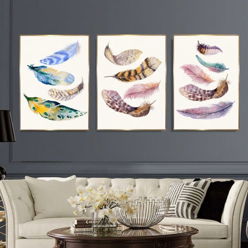 طقم من 3 لوحات مودرن - ريش عدة الوان