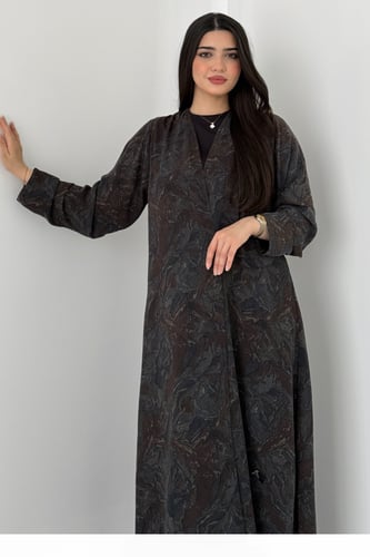 عباية شيفون مبطن – قصة نص كلوش أنيقة بني