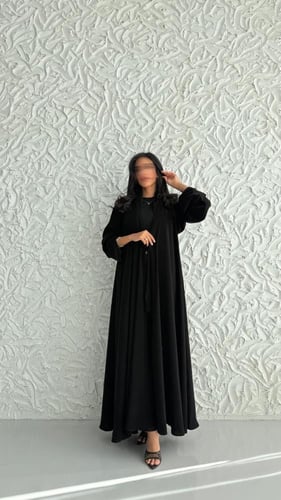 عباية ملكي كوري – دبل كلوش فاخر اسود