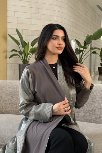 عباية ملونة بقماش روزانا وكشميري هندي بني فاتح – ق...