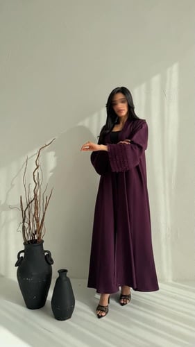 عباية كتان دبل كلوش موف – فخامة التصميم وانسيابية...