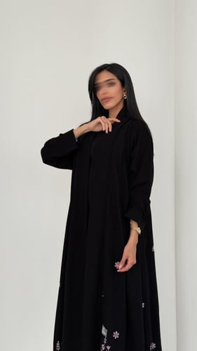 عباية كلوش ملكي كوري مطرزة موف