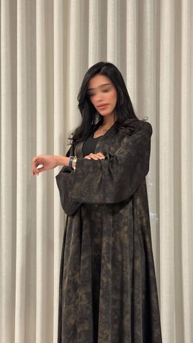 عباية جاكار بارد دبل كلوش بني – أناقة راقية بـ6 أل...