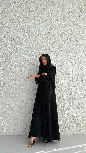 عباية ملكي كوري – دبل كلوش فاخر اسود