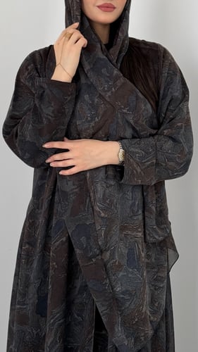 عباية شيفون مبطن – قصة نص كلوش أنيقة بني