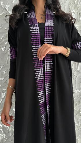 عباية كوبرا مطرزة م– تصميم نص كلوش بأكمام سترتش