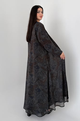 عباية شيفون مبطن – قصة نص كلوش أنيقة بني