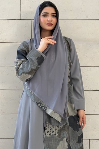 عباية ملونة بقماش روزانا وكشميري هندي رمادي – قصة...