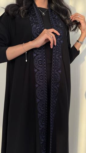 عباية انترنت نص كلوش بأكمام سترتش ( كحلي)