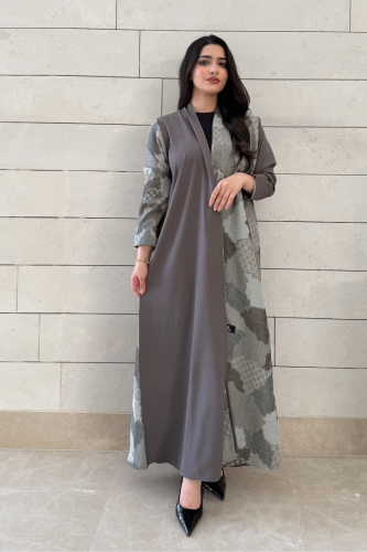 عباية ملونة بقماش روزانا وكشميري هندي بني فاتح – ق...