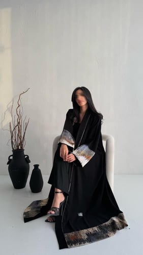 عباية كريب إندونيسي بنص كلوش وتفاصيل جاكار فاخرة –...