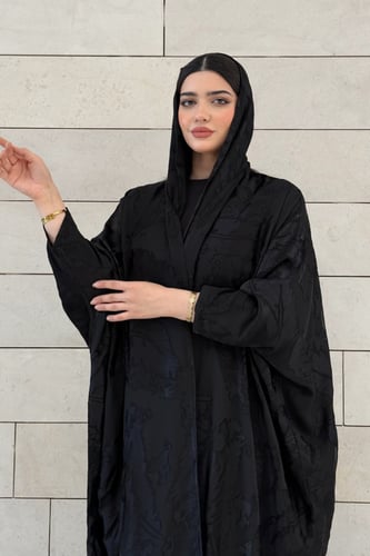 عباية شيفون مبطن ربع بشت – أسود فاخر
