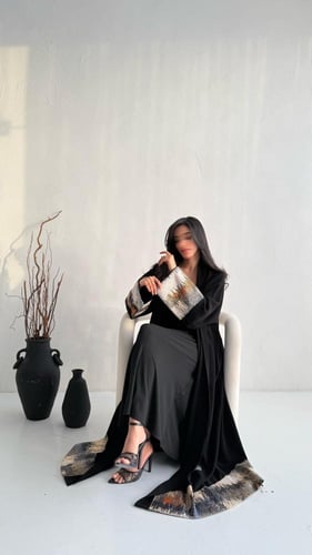 عباية كريب إندونيسي بنص كلوش وتفاصيل جاكار فاخرة –...