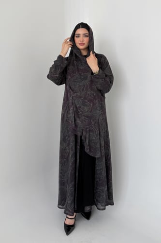 عباية شيفون مبطن – قصة نص كلوش أنيقة موف