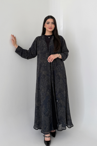 عباية شيفون مبطن – قصة نص كلوش أنيقة كحلي