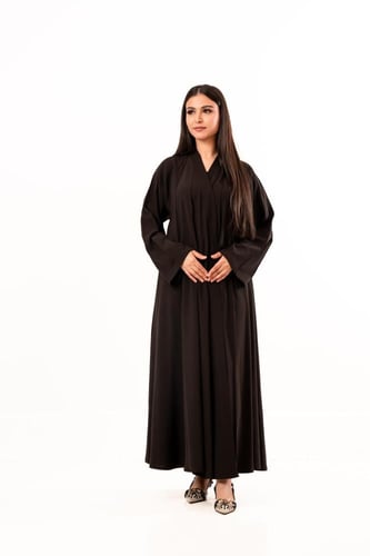 عباية كريب أوكراني دبل كلوش اسود بتحديدات