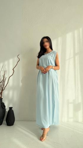 فستان ناعم سماوي –للارتداء تحت العباية