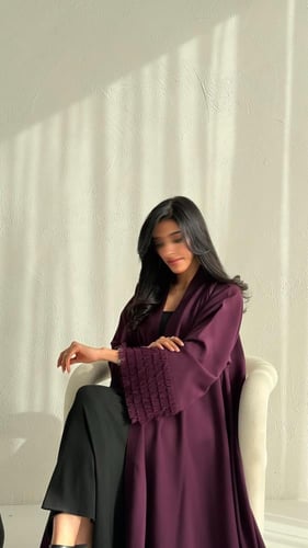 عباية كتان دبل كلوش موف – فخامة التصميم وانسيابية...