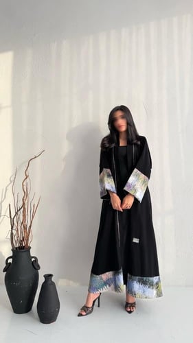 عباية كريب إندونيسي بنص كلوش وتفاصيل جاكار فاخرة –...